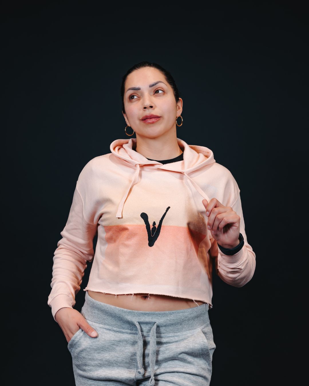 Crop Top Hoodie (Black Logo)