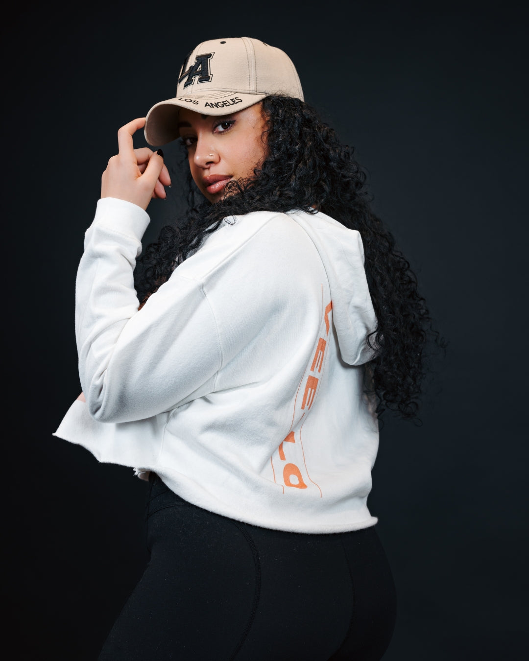 Crop Top White Hoodie (White Logo)