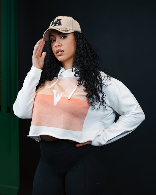 Crop Top White Hoodie (White Logo)